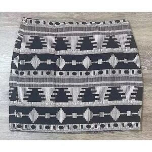 English Rose Aztec Skirt Black Geometrical Western Pencil Mini Size Medium